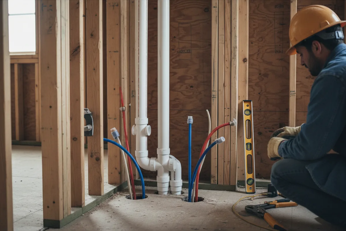 Drain and supply rough-in during Sump Pump Repair in Pickering